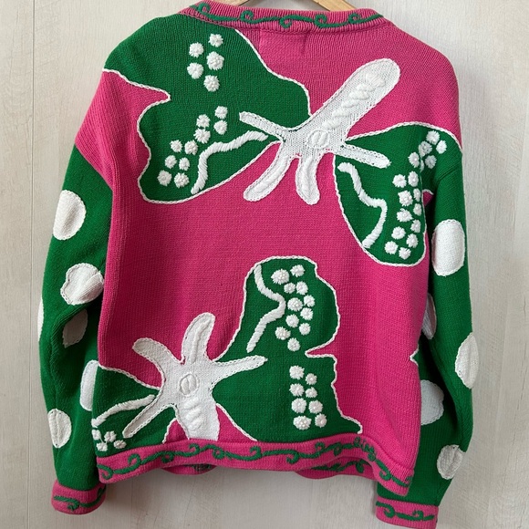 Vintage Lilly Pulitzer Spring Cardigan Sweater Embroidery Butterfly Beads - Picture 2 of 10